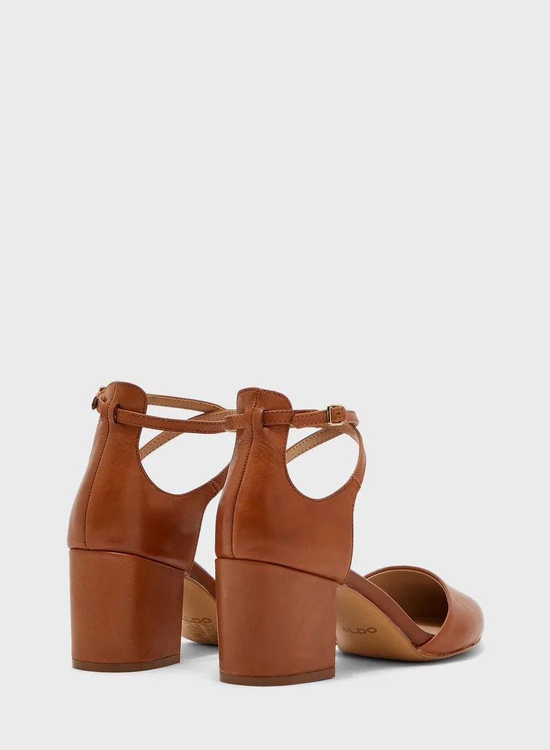 ALDO Brookshear Ankle Strap Pump - Cognac