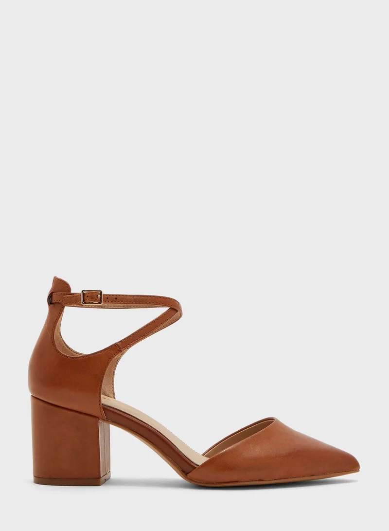 ALDO Brookshear Ankle Strap Pump - Cognac