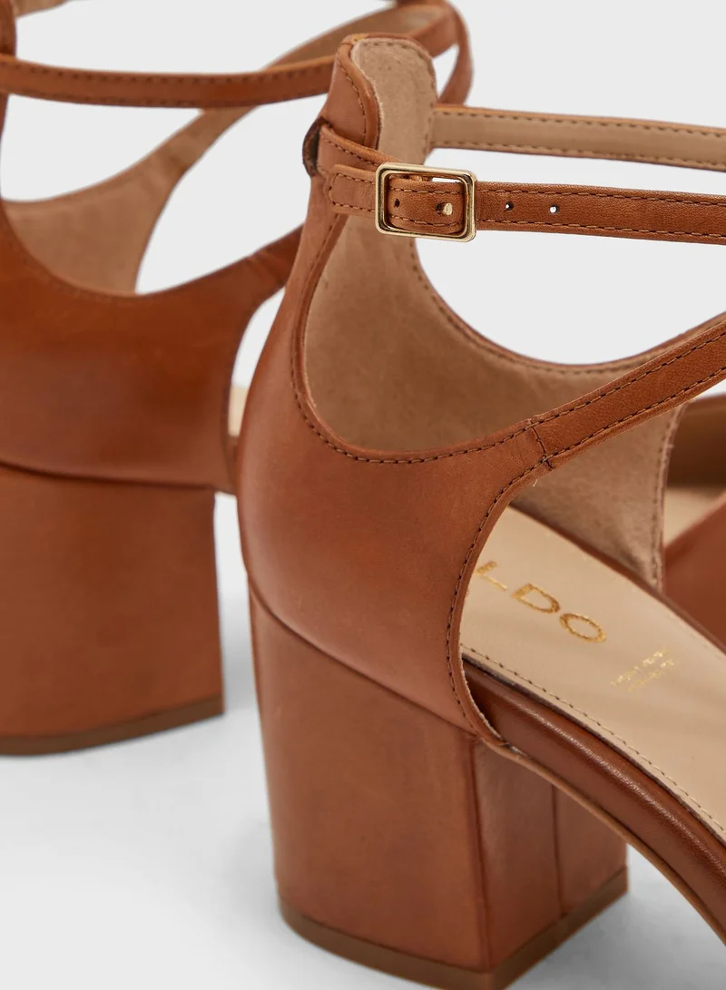 ALDO Brookshear Ankle Strap Pump - Cognac