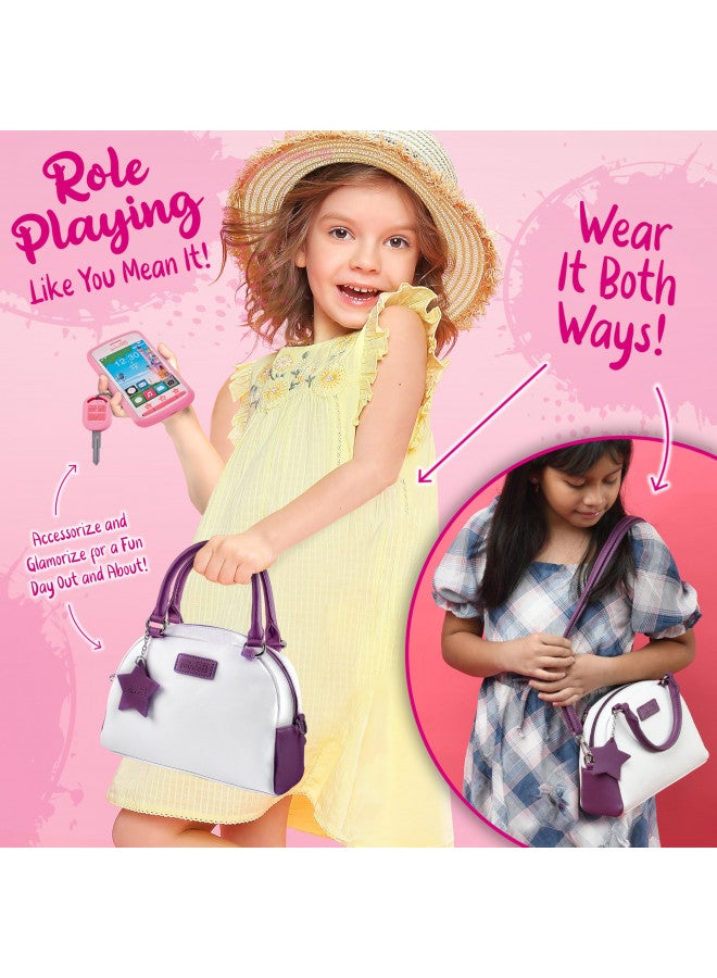 Star Princess Little Girls Purse with Accessories and Pretend Makeup for Toddlers - My First Purse Set Includes Handbag, Phone, Wallet, Play Makeup and More Pretend Play Toys for Girls Age 3 +, Great Gift for Girls  - Image 2