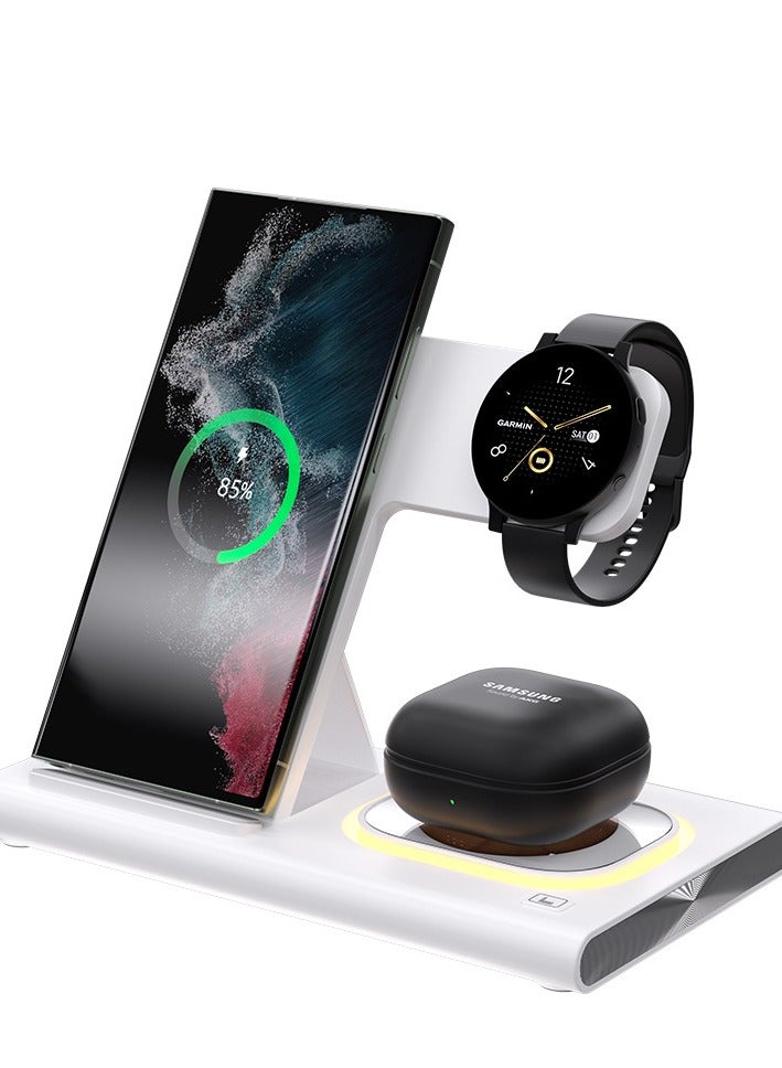 Three in one wireless charger supports fast charging and multifunctional wireless charging (white universal version) - Image 1