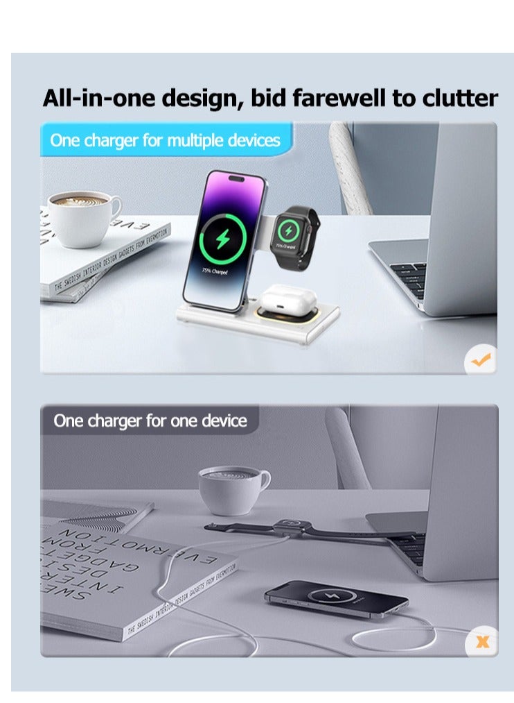 Three in one wireless charger supports fast charging and multifunctional wireless charging (white universal version) - Image 5