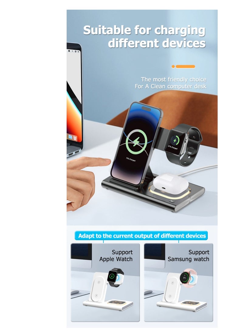Three in one wireless charger supports fast charging and multifunctional wireless charging (white universal version) - Image 4