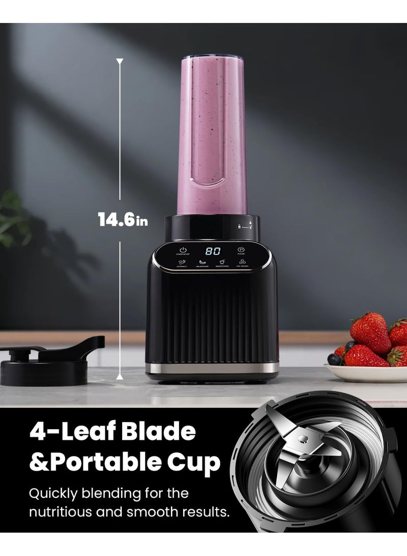 إبسون خالط عصير سموذي متعدد الوظائف بقوة 1200 واط، مزود بجرة زجاجية سعة 1560 مل وكوب قابل للحمل سعة 720 مل، يخلط السموذي والثلج والعصائر مع خاصية التنظيف الذاتي. - Image 4