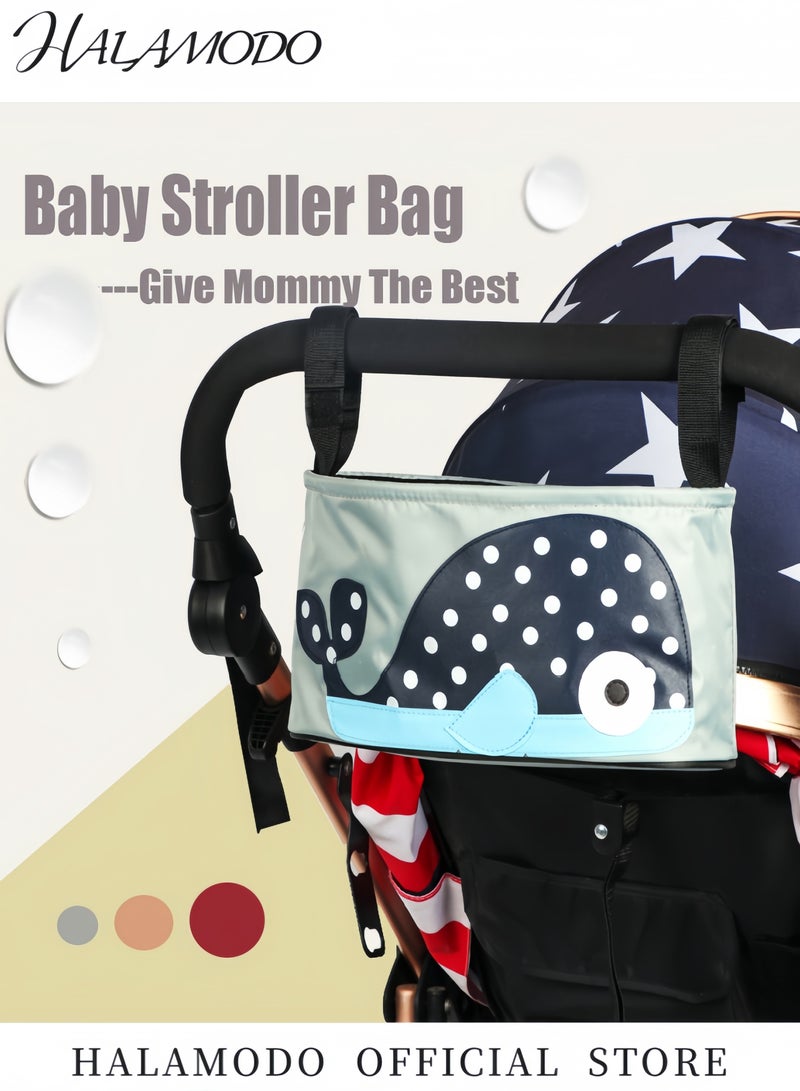 Halamodo Lightweight Stylish Cartoon Pattern Baby Stroller Storage Bag Fits Most Strollers with Cup Holder and Phone Pocket Durable Easy to Clean - Image 2