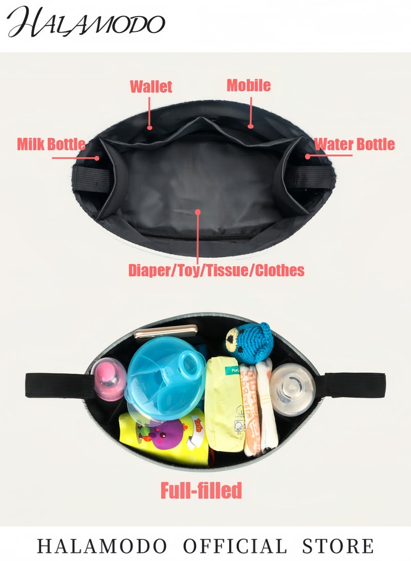 Halamodo Lightweight Stylish Cartoon Pattern Baby Stroller Storage Bag Fits Most Strollers with Cup Holder and Phone Pocket Durable Easy to Clean - Image 4