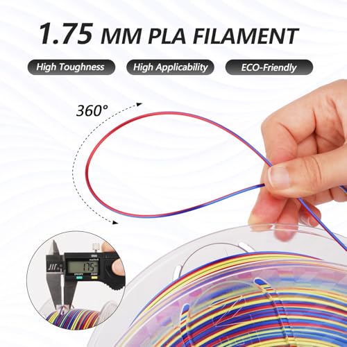 AMOLEN خيوط طباعة ثلاثية الأبعاد من AMOLEN، خيوط PLA متعددة الألوان اللامعة 1.75 مم، خيوط طباعة ثلاثية الأبعاد بتغيير لون سريع لمعظم طابعات FDM ثلاثية الأبعاد، أزرق أحمر أصفر أخضر - Image 4