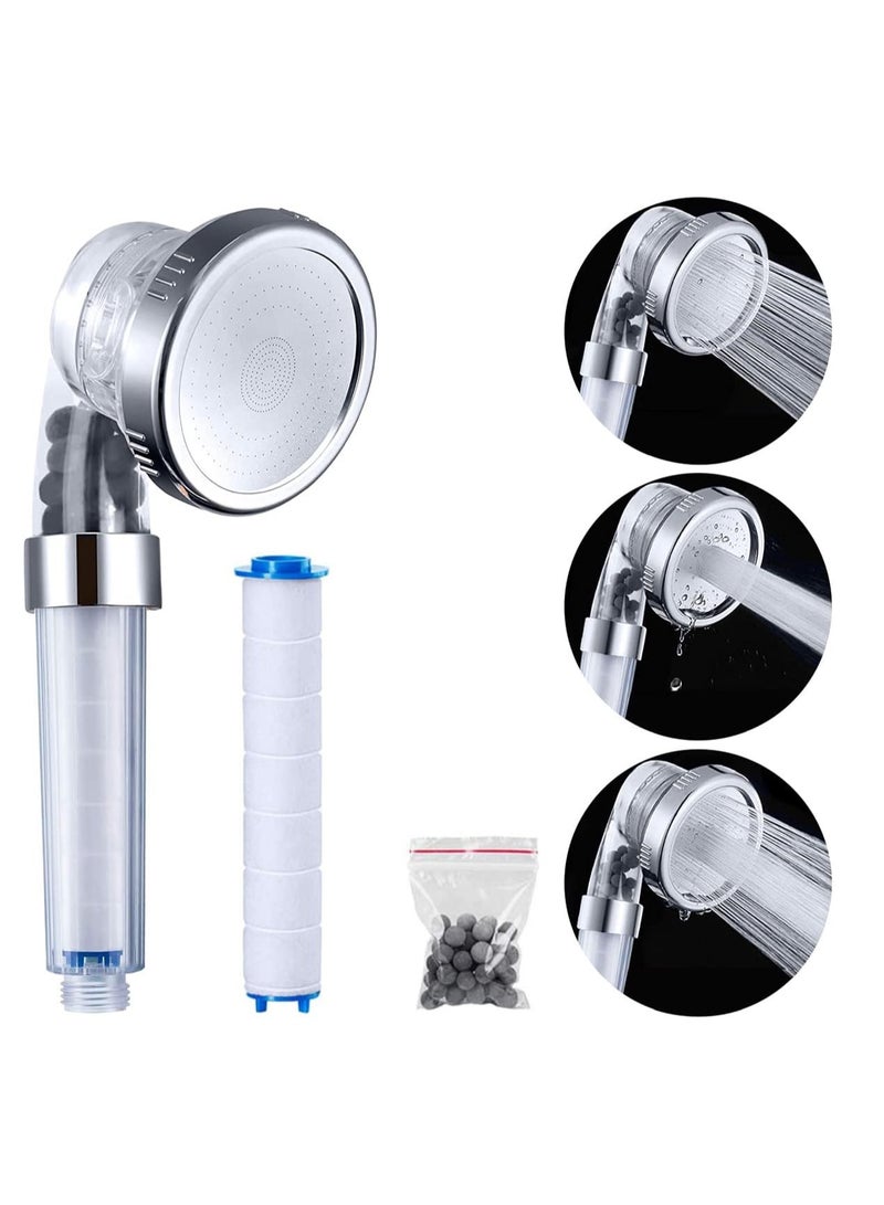 Captaintech Ionic Shower Head 3 Modes High Pressure Handheld Showerhead Water Saving Filtered Shower Head with PP Cotton Filter and Extra Filter Stones Easy Install - Image 1