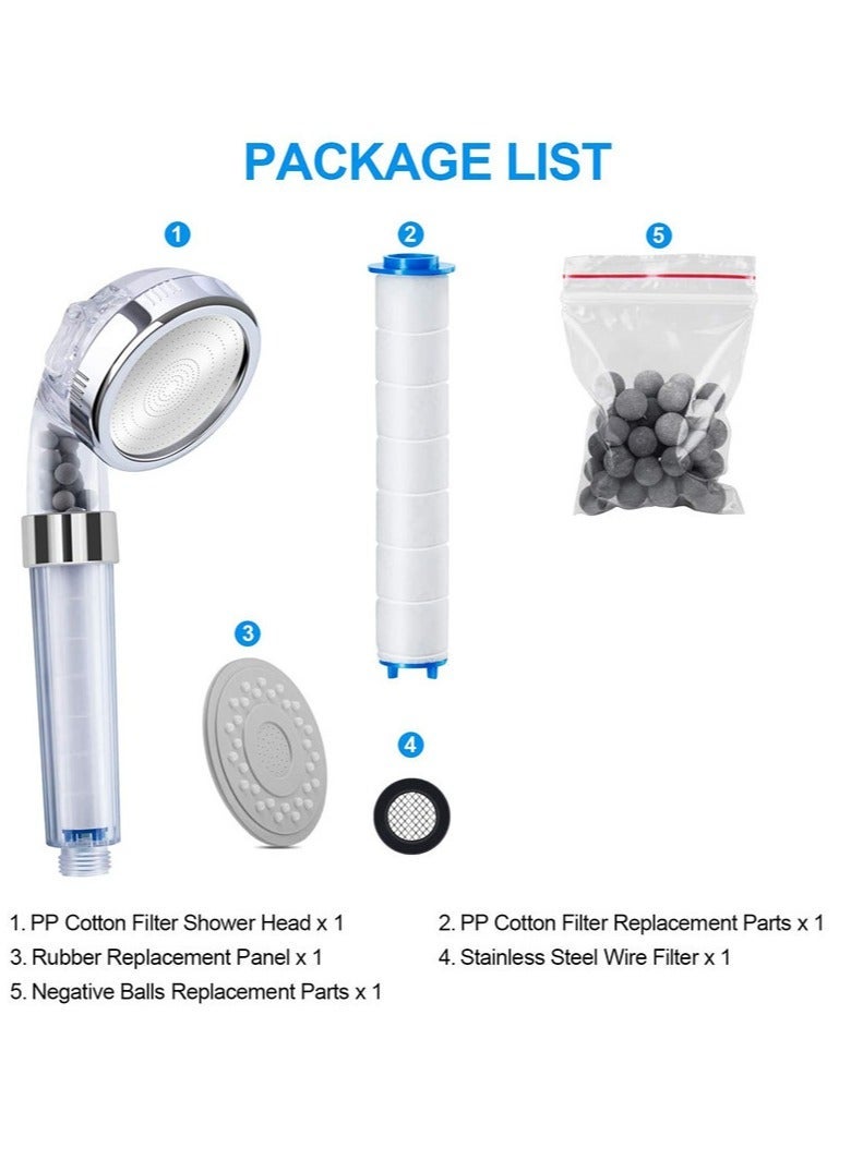 Captaintech Ionic Shower Head 3 Modes High Pressure Handheld Showerhead Water Saving Filtered Shower Head with PP Cotton Filter and Extra Filter Stones Easy Install - Image 2