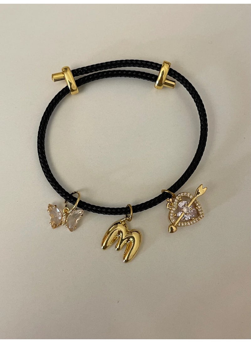 Urban Jewel Fabric Bracelet- Gold Plated (charm base) - Image 2