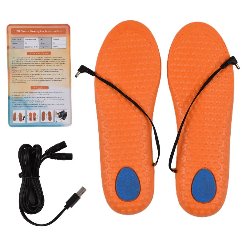 USB Rechargeable Electric Heated Shoe Insoles Heating Shoe Inserts Foot Warmer - Image 2