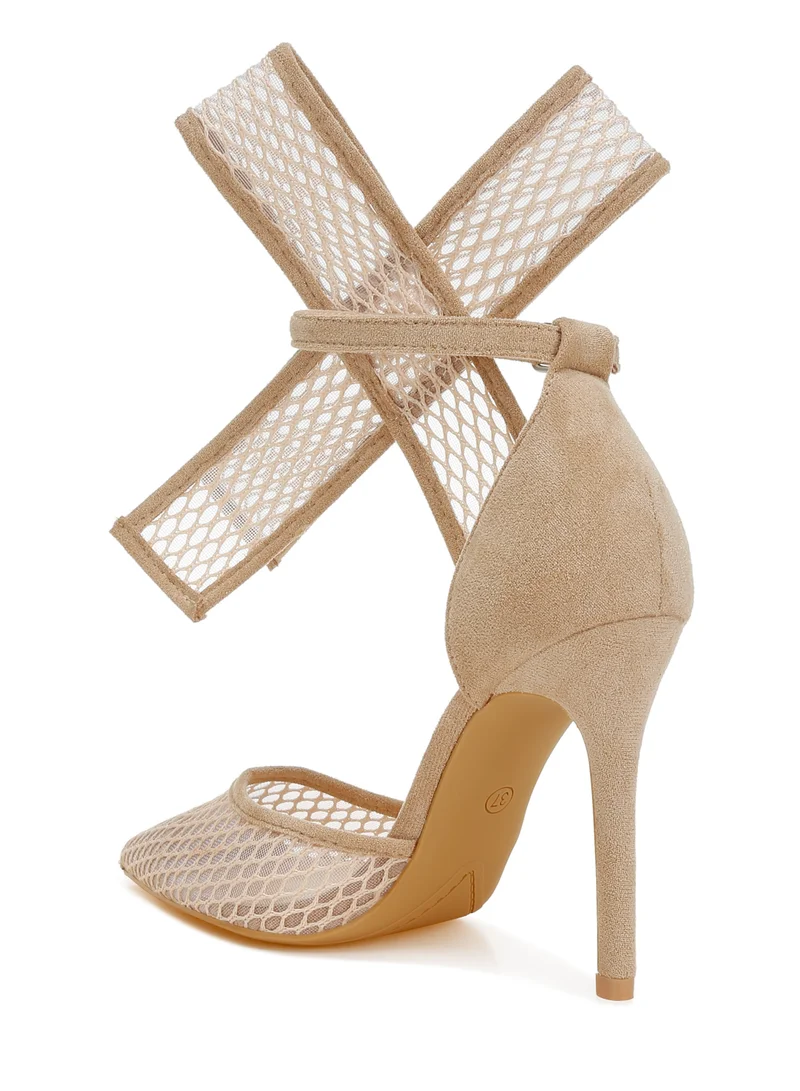 London Rag Big Bow Detail Stiletto Sandals in Beige