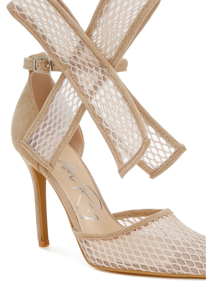 London Rag Big Bow Detail Stiletto Sandals in Beige