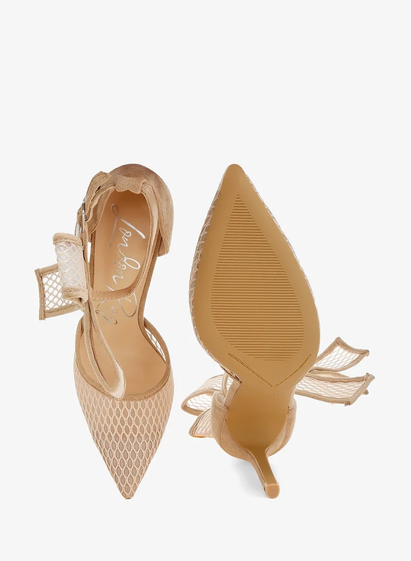 London Rag Beige Big Bow Detail Stiletto Sandals in Beige for Women | Best Price UAE