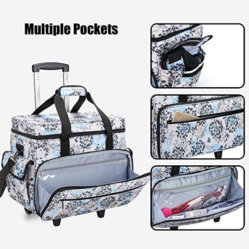 Teamoy Sewing Machine Case with Detachable Wheels, Rolling Sewing Machine Tote with Wheels and Bottom Wooden Pad, Compatible with Singer, Brother and Most Majority Machines and Accessories, Dandelion - Image 3