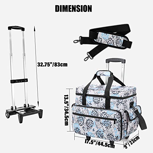 Teamoy Sewing Machine Case with Detachable Wheels, Rolling Sewing Machine Tote with Wheels and Bottom Wooden Pad, Compatible with Singer, Brother and Most Majority Machines and Accessories, Dandelion - Image 5