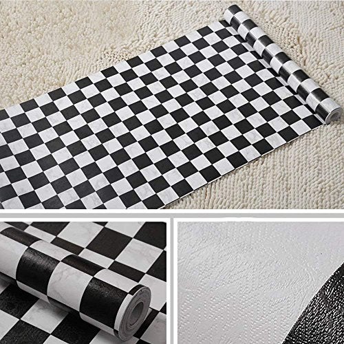 LIFAVOVY Peel and Stick Wallpaper Decorative Wall Paper Black White Checkered Self Adhesive Shelf Liner Paper Roll 17.7 Inch x 32.8 FT - Image 3