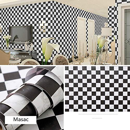 LIFAVOVY Peel and Stick Wallpaper Decorative Wall Paper Black White Checkered Self Adhesive Shelf Liner Paper Roll 17.7 Inch x 32.8 FT - Image 1