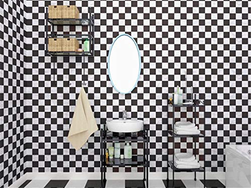 LIFAVOVY Peel and Stick Wallpaper Decorative Wall Paper Black White Checkered Self Adhesive Shelf Liner Paper Roll 17.7 Inch x 32.8 FT - Image 5