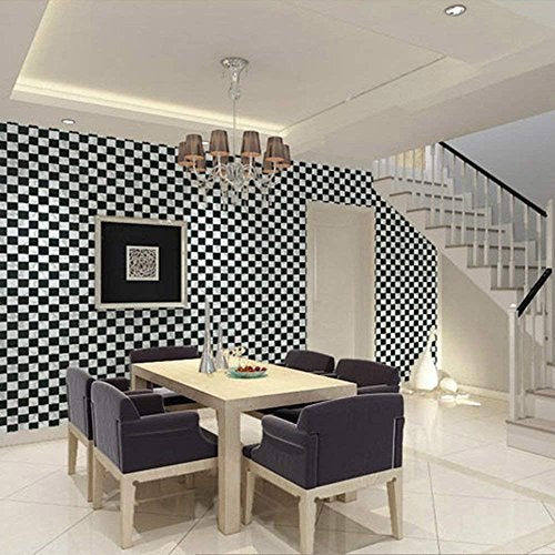 LIFAVOVY Peel and Stick Wallpaper Decorative Wall Paper Black White Checkered Self Adhesive Shelf Liner Paper Roll 17.7 Inch x 32.8 FT - Image 4