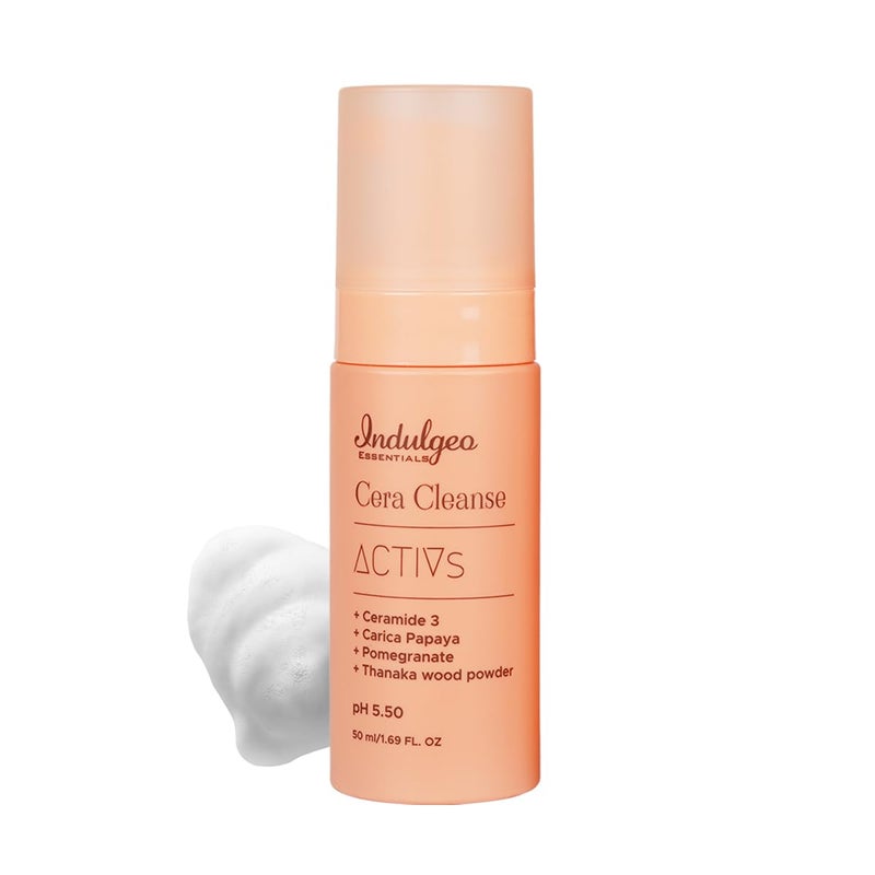 Indulgeo Essentials Ceramide Foaming Face Wash Cera Cleanse Gently Cleanses Hydrates Repair Skin Tissues Made with Ceramide Pomegranate Carica Papaya Suitable for All Skin Types 50ml - Image 1