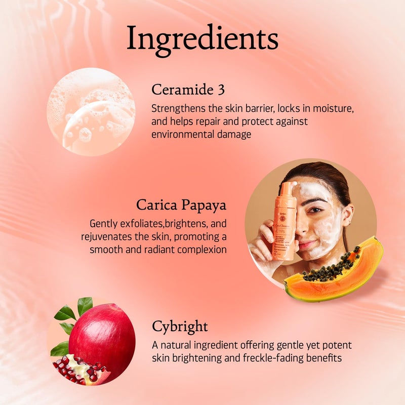 Indulgeo Essentials Ceramide Foaming Face Wash Cera Cleanse Gently Cleanses Hydrates Repair Skin Tissues Made with Ceramide Pomegranate Carica Papaya Suitable for All Skin Types 50ml - Image 3