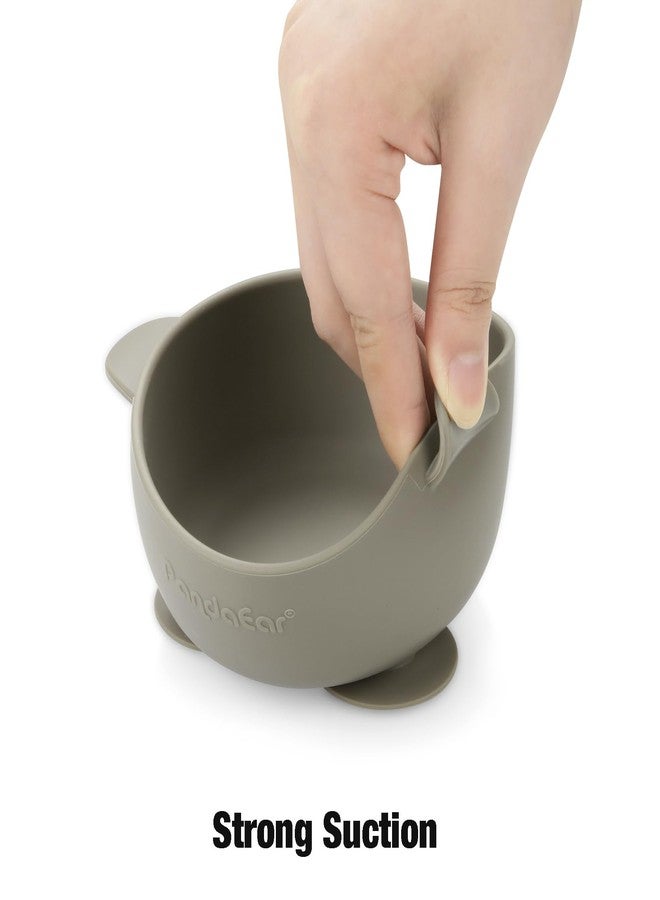 PandaEar 3 Pack Baby Bowls with Suction, Silicone Toddler Bowls with Lids, No Spill Suction Bowls for Baby Infant First Stage, Baby Food Feeding Bowl Set, Blue/Brown/Red - Image 5