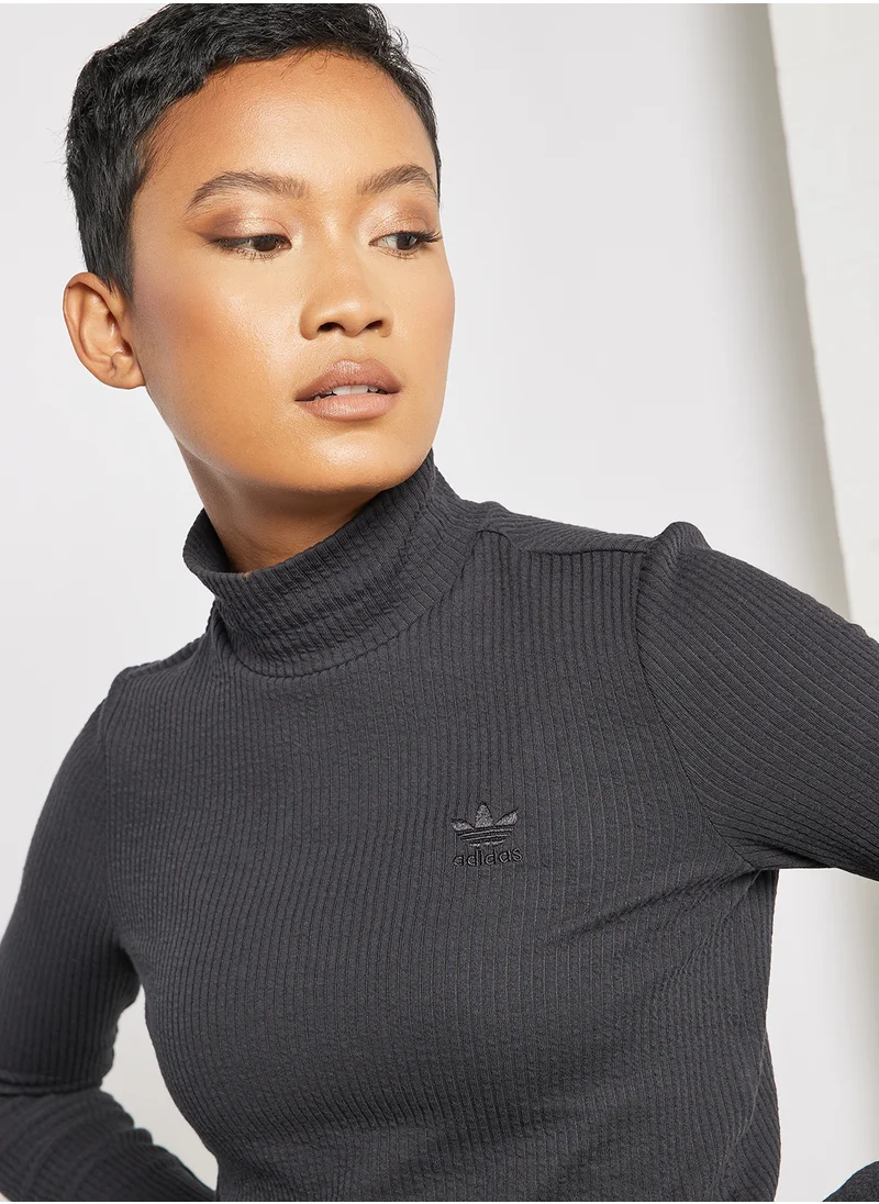 adidas Originals Cropped Rib Long Sleeve Top