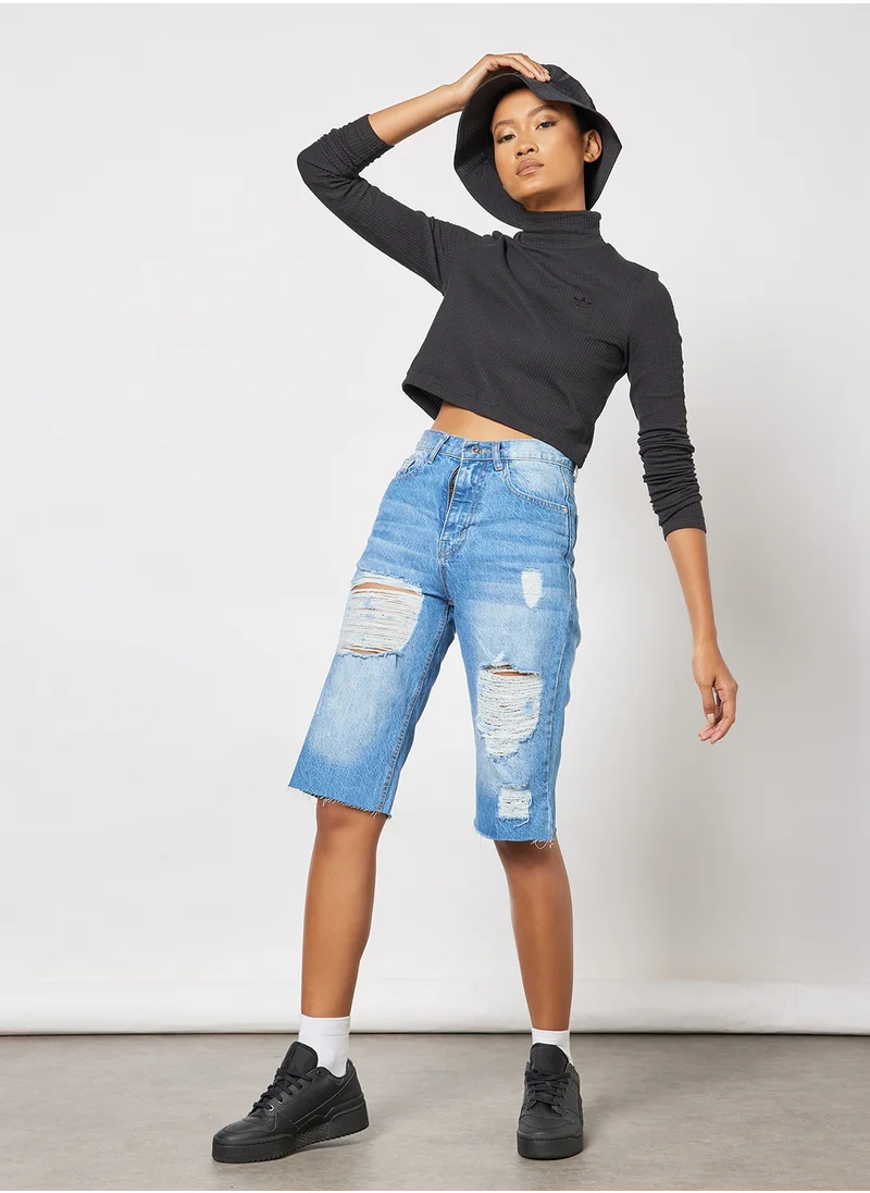adidas Originals Cropped Rib Long Sleeve Top