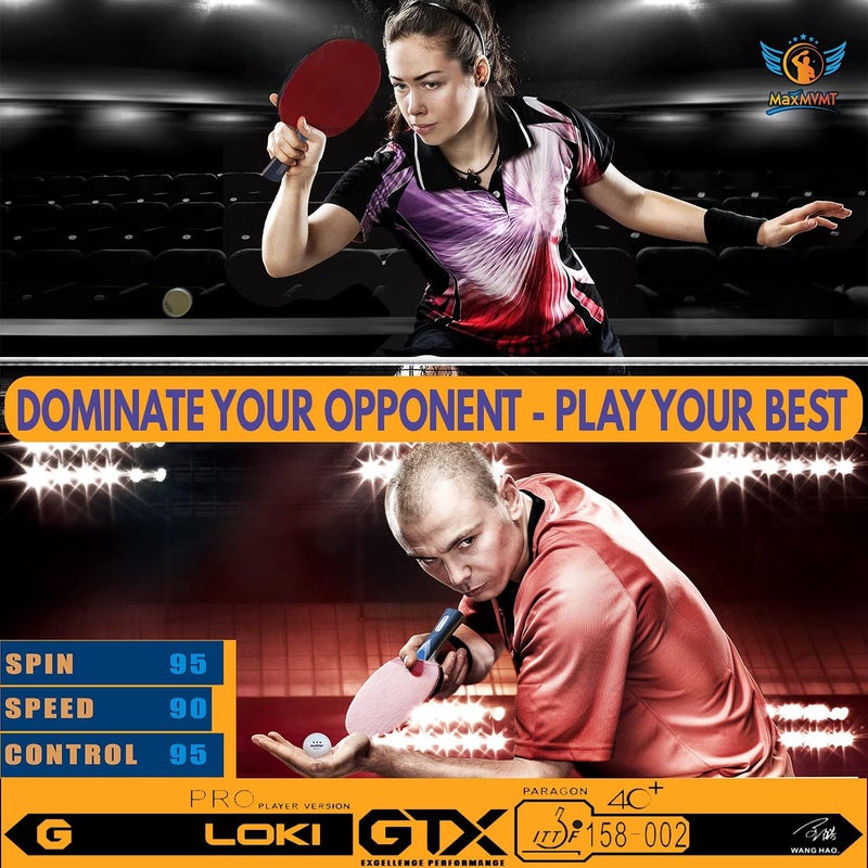MVMT Ping Pong Paddle Set of 4 - Carbon Fiber 7 Ply Rackets - 2 Wristbands - 8 Balls - 1 Rubber Cleaner Sponge - Premium ITTF Approved Rubber - Complete 4 Player Table Tennis Setup - Carry Case - Image 4