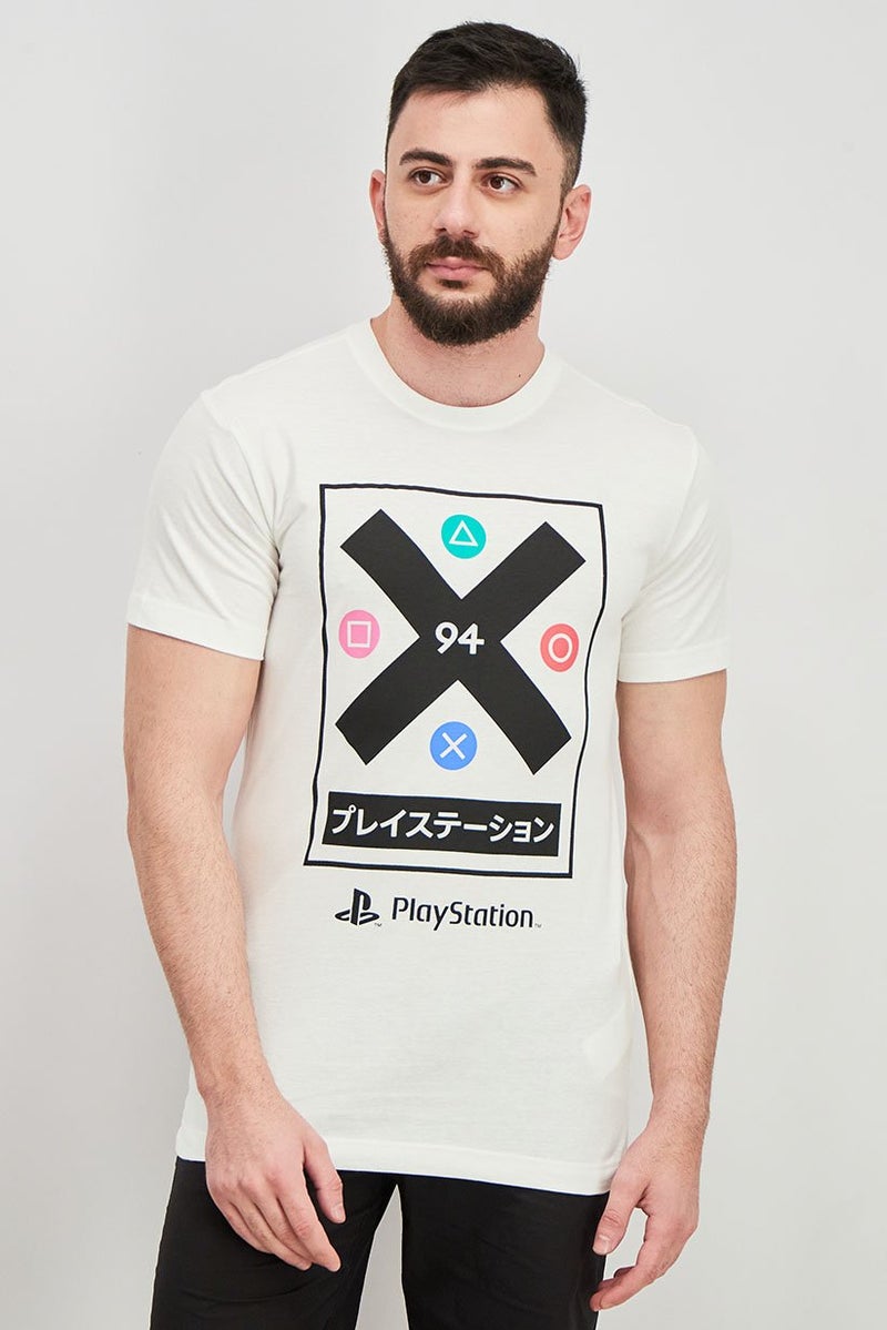 DIFUZED Men Crew Neck Short Sleeve Graphic Tee, White - Image 1