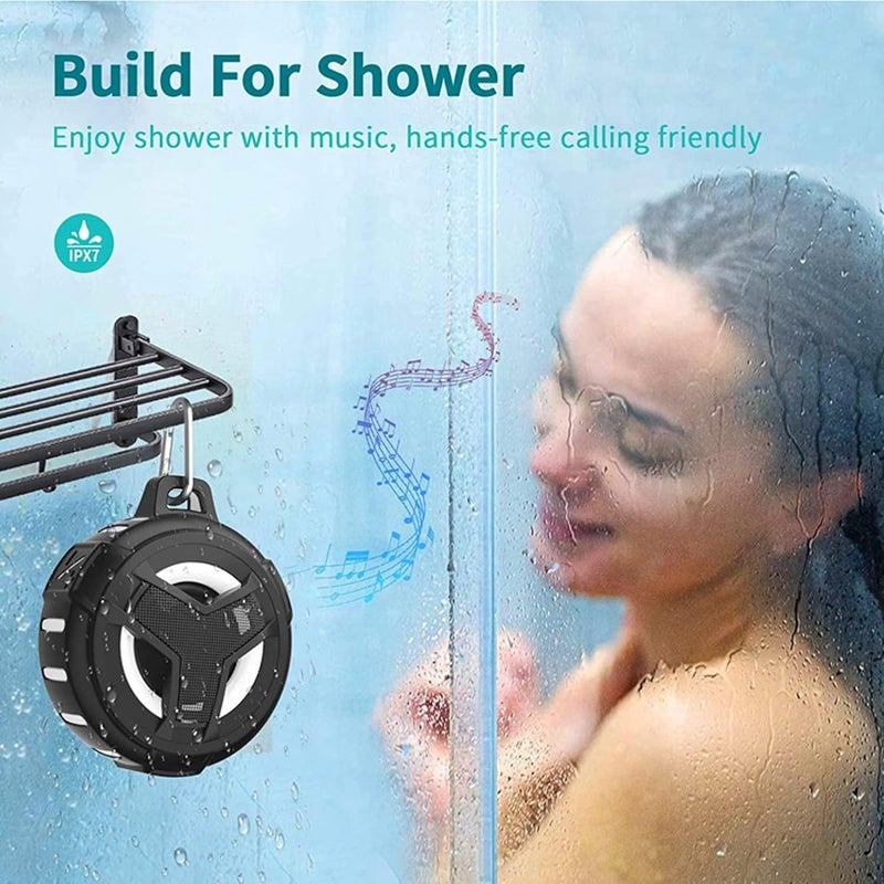 Bluetooth Shower Speaker, Waterproof Portable Bluetooth Speaker, IP67 Waterproof Wireless Speaker with LED Light, Floating, 2000mAh, True Wireless Stereo for outdoor Pool, Beach, Bike or home party. - Image 3