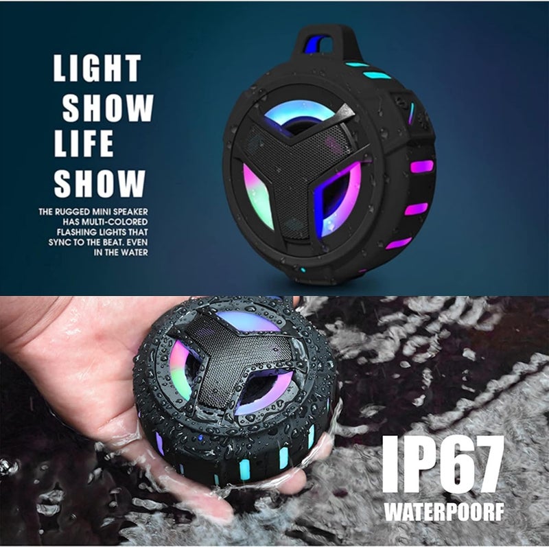 Bluetooth Shower Speaker, Waterproof Portable Bluetooth Speaker, IP67 Waterproof Wireless Speaker with LED Light, Floating, 2000mAh, True Wireless Stereo for outdoor Pool, Beach, Bike or home party. - Image 5