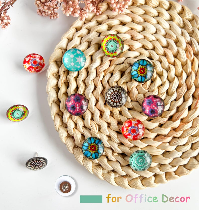 Tandarui Push Pins, Thumb Tacks for Bulletin Board, Glass Decorative Pins and Tacks, Cork Board Thumbtacks, Cute Thumbtack for Office Decor,Class Decor,Cubicle Accessories and Home Decor - Image 3