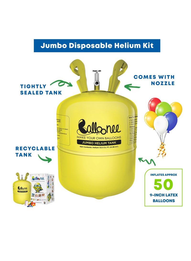 Balloonee Jumbo Disposable Helium Party Kit - Pack of 3, Helium Tank for Balloons At Home  - Image 3