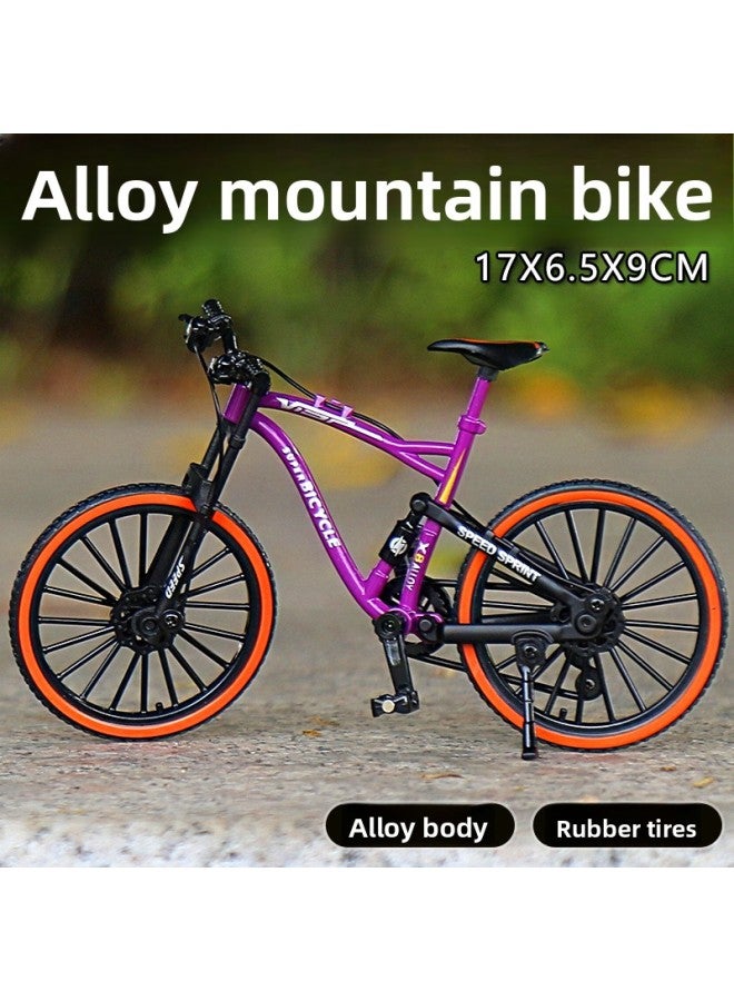 Simulated Alloy Bicycle Curved Handlebar Mountain Bike Metal Toy Model Mini Bicycle Boy Gift Ornament Hand-Made 