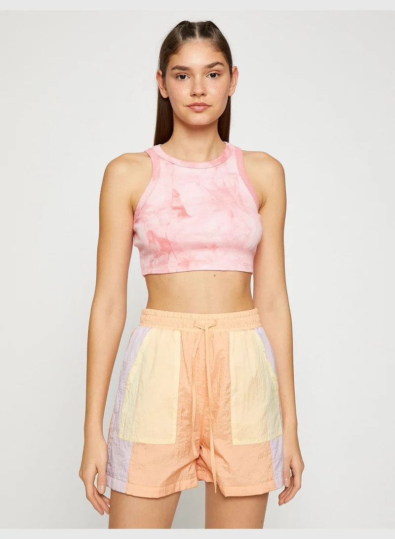 كوتون Crop Sport Tank Top Tie-Dye Looking Halter Neck Cotton
