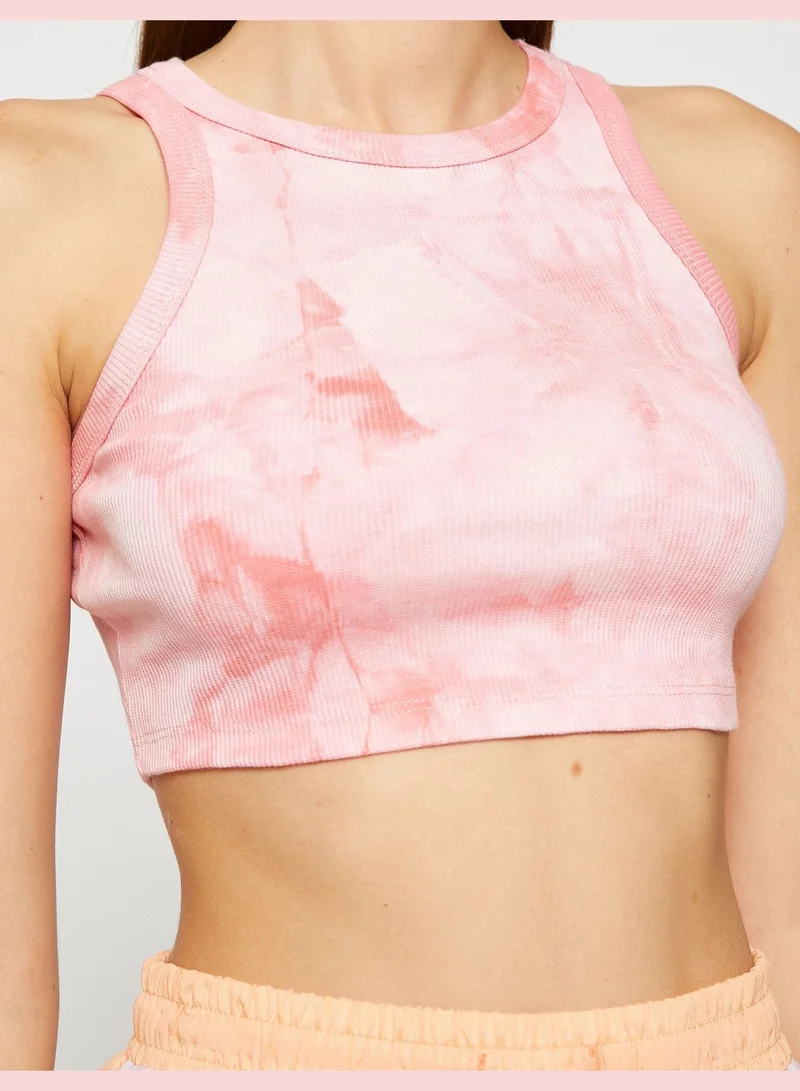 كوتون Crop Sport Tank Top Tie-Dye Looking Halter Neck Cotton