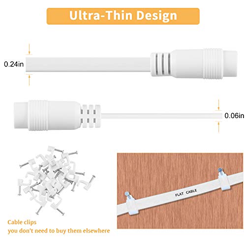 Uogw 2 Pack 10ft/3m DC Power Extension Cable 2.1mm x 5.5mm Compatible with 12V DC Adapter Cord for CCTV IP Camera, LED, Car, White - Image 5