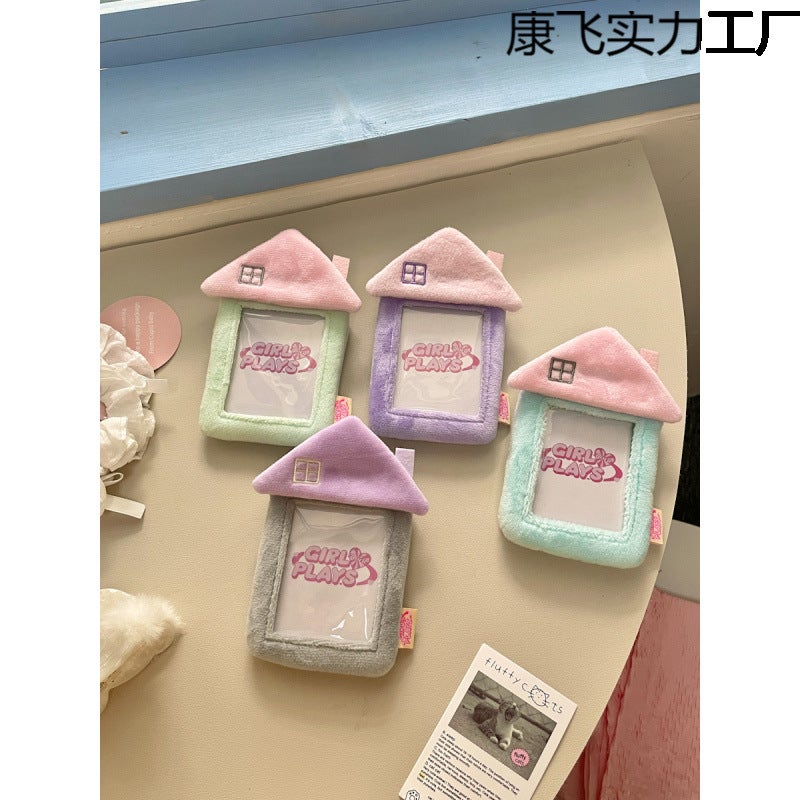 Original Little House Plush Card Holder For Girls - Campus Meal Card, Polaroid, Fan Album, Small Card Storage Pendant - Image 2