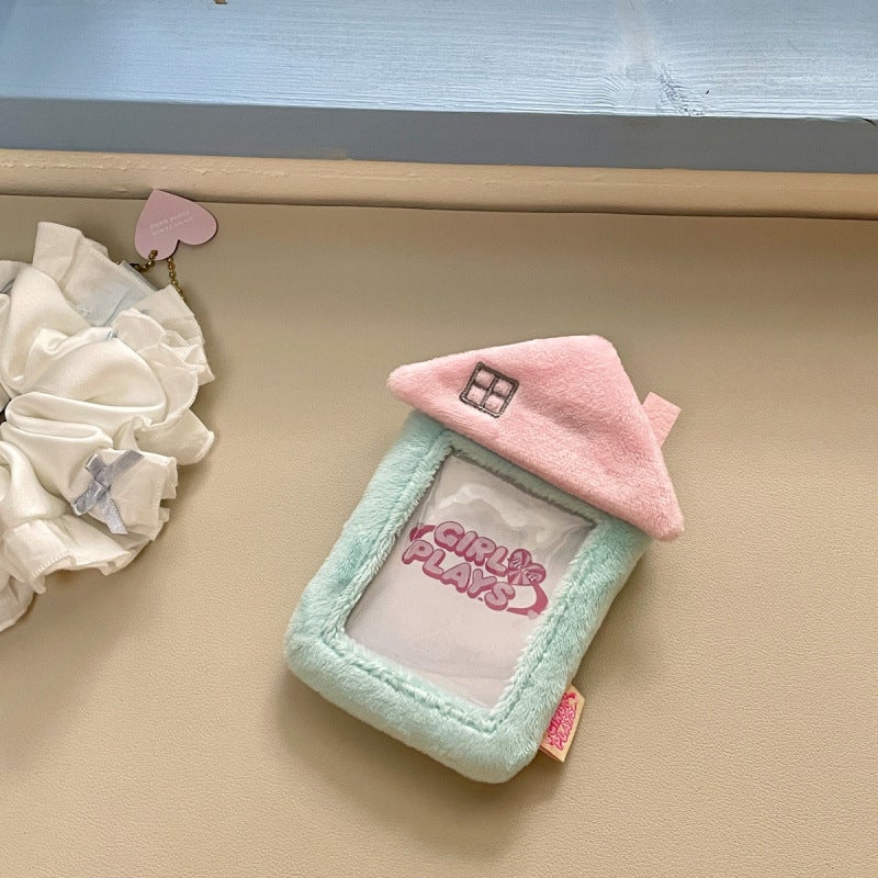 Original Little House Plush Card Holder For Girls - Campus Meal Card, Polaroid, Fan Album, Small Card Storage Pendant - Image 1