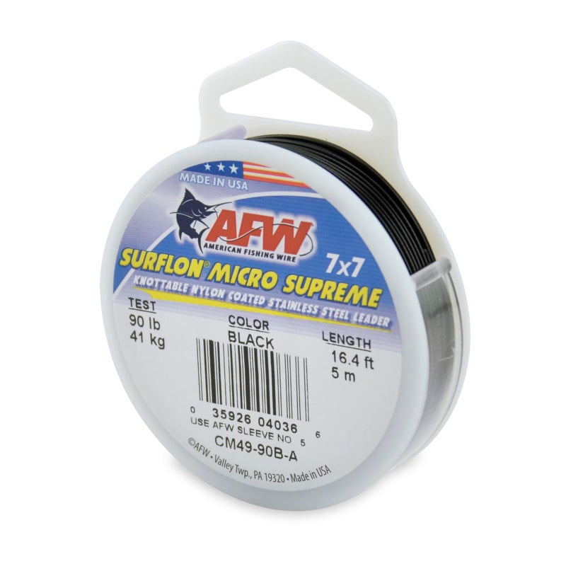 AFW American Fishing Wire Surflon Micro Supreme Nylon Coated 7x7 Stainless Steel Leader Wire 90 lb Test 036 Diameter Black 5 m - Image 2