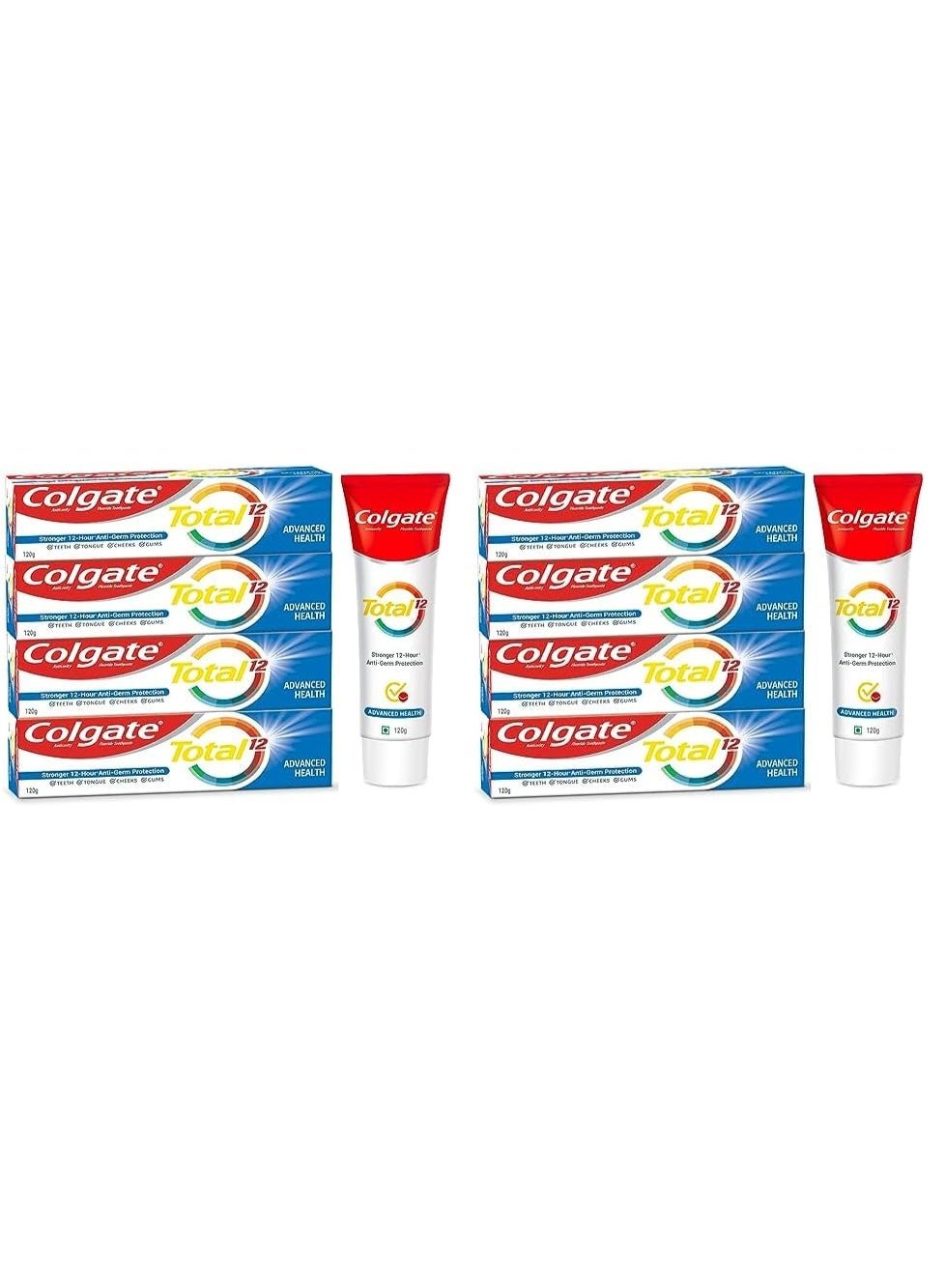 Colgate Total Advanced Health Anti-germ Toothpaste, 480g, Tooth Paste with 12-Hour Anti-Germ Protection, Whole Mouth Health (Pack of 2)