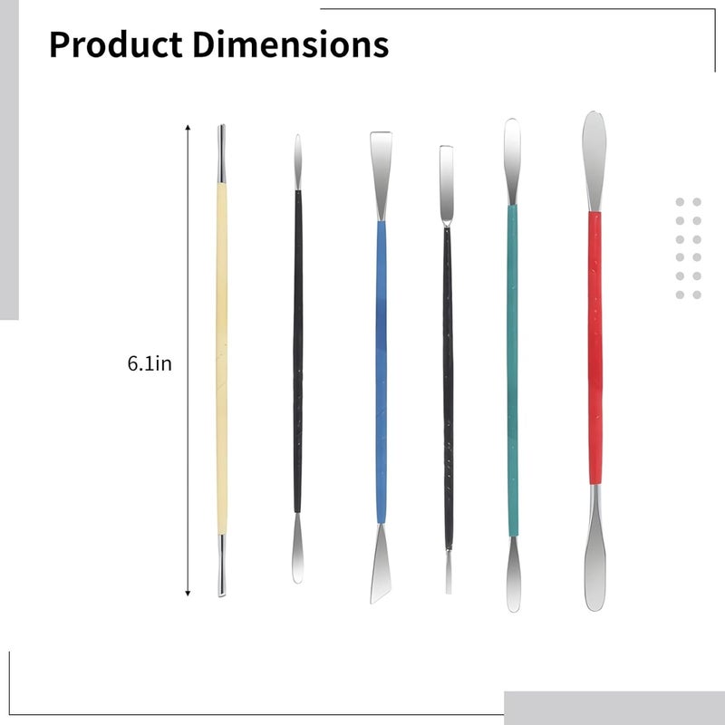 6-Piece Stainless Steel Pottery and Clay Sculpting Tool Set, Double-Ended Modeling Tools for Ceramic and Polymer Sculpting - Image 4