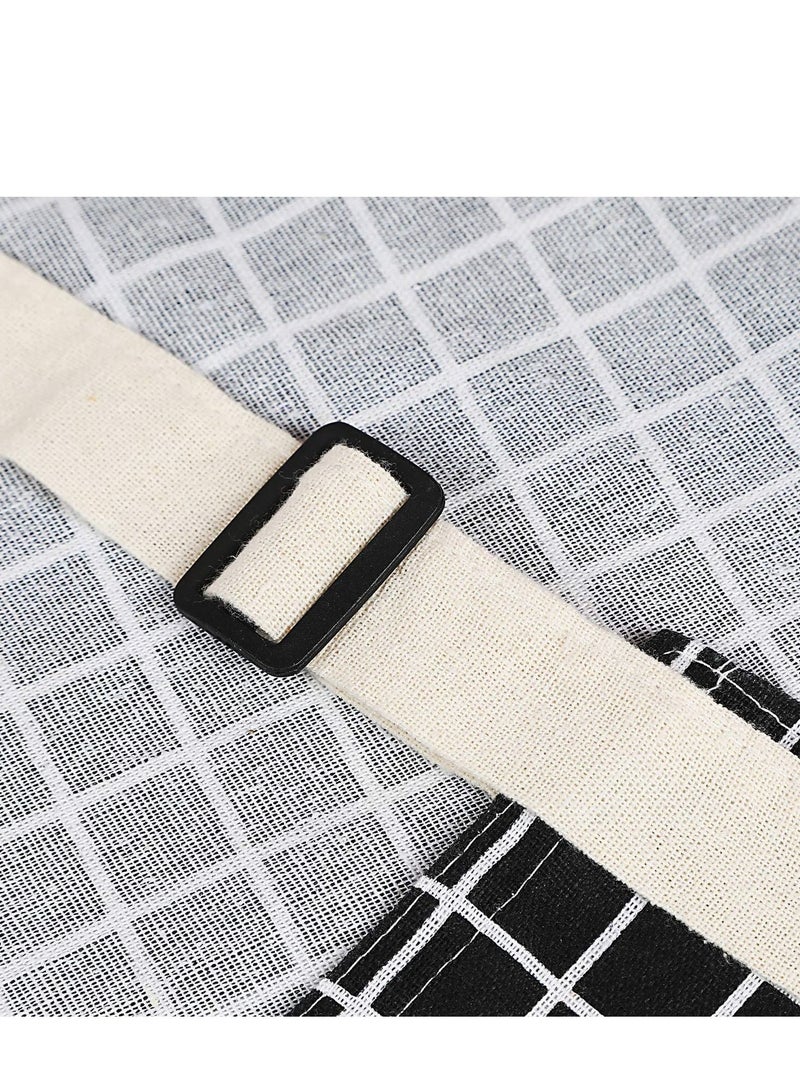 SYOSI مئزران من SYOSI حزمة 2، مئزر طهاة قابل للتعديل، مئزر مطبخ بجيبين، مآزر طبخ قطنية من الكتان للرجال والنساء، للحدائق والتوريد والخبز والفنانين والنادلين وبارستا (أسود ورمادي) - Image 3