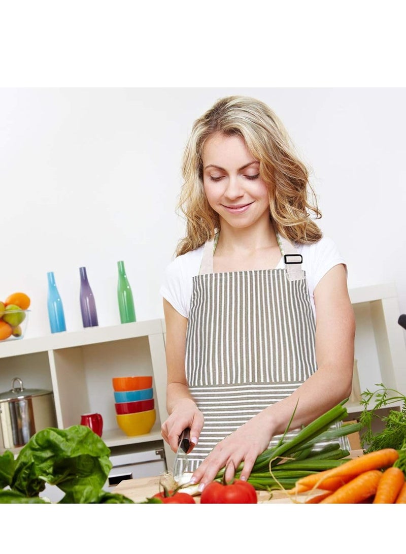SYOSI مئزران من SYOSI حزمة 2، مئزر طهاة قابل للتعديل، مئزر مطبخ بجيبين، مآزر طبخ قطنية من الكتان للرجال والنساء، للحدائق والتوريد والخبز والفنانين والنادلين وبارستا (أسود ورمادي) - Image 5