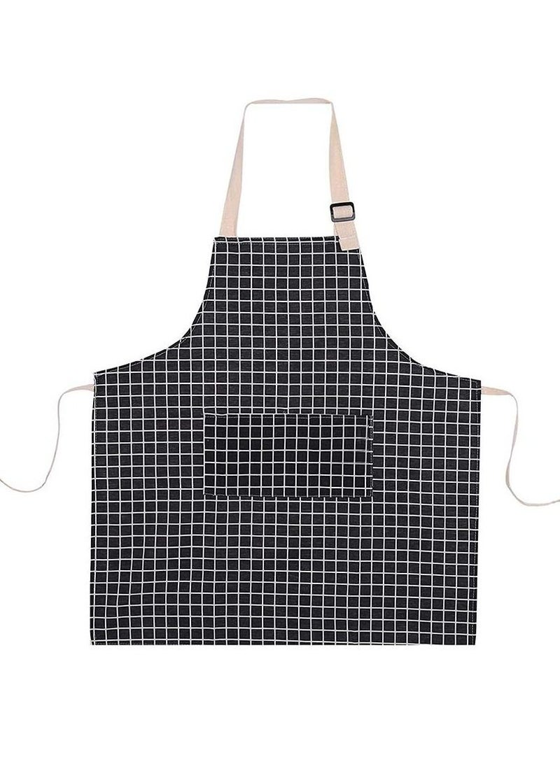 SYOSI مئزران من SYOSI حزمة 2، مئزر طهاة قابل للتعديل، مئزر مطبخ بجيبين، مآزر طبخ قطنية من الكتان للرجال والنساء، للحدائق والتوريد والخبز والفنانين والنادلين وبارستا (أسود ورمادي) - Image 2