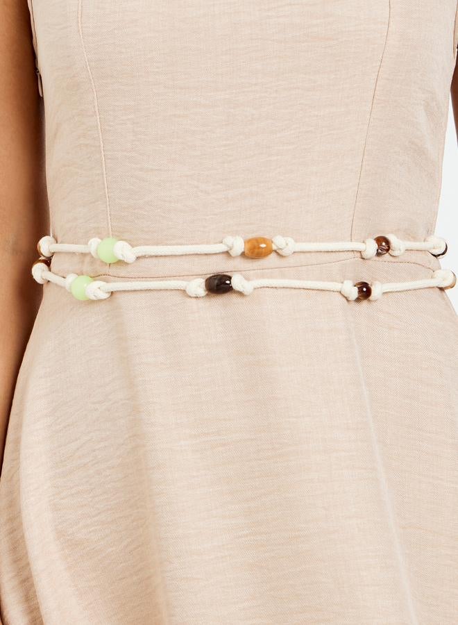 ستايلي فستان طويل بلا أكمام بحافة واسعة - Image 4