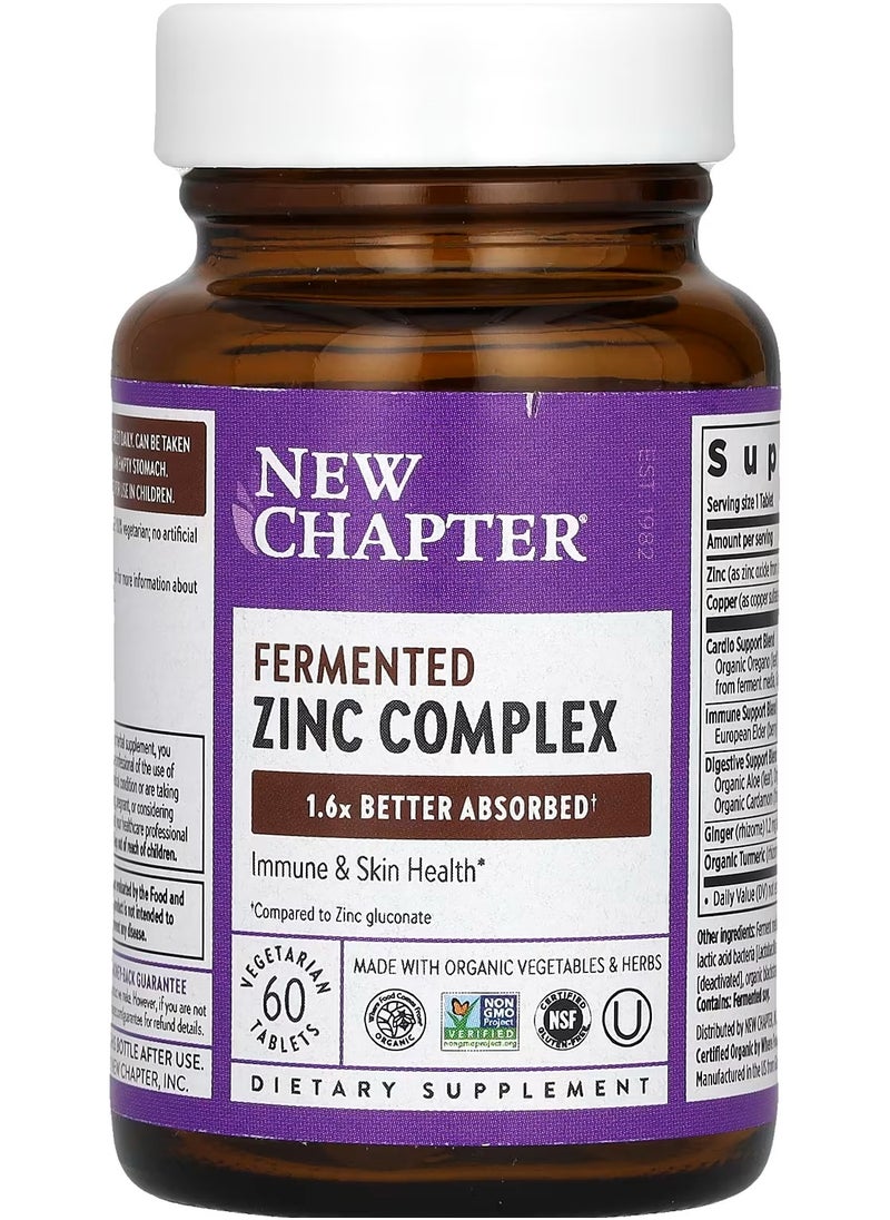 New Chapter - Fermented Zinc Complex, 60 Vegetarian Tablets - Image 1