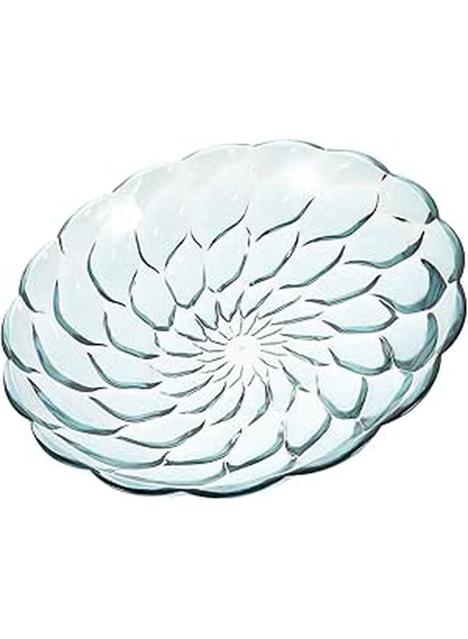 Large Blue Embossed Petal Fruit Bowl Serving Dish Tray For Home Kitchen - Image 1